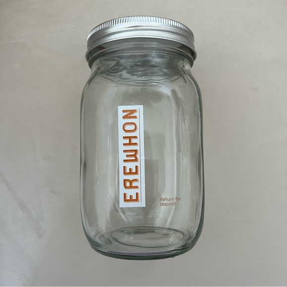 EREWHON Glass 32oz Jar Branded Lux Grocery Store Mason Jar Reusable Recycled - Picture 1 of 5